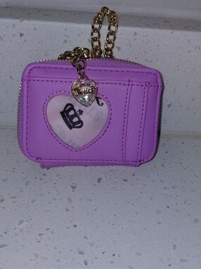 Pink Juicy Contour Heart Window Mini Wallet with Gold Chain Charm